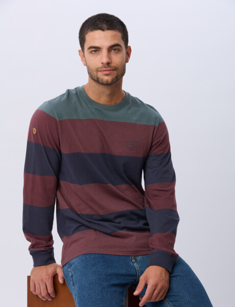 REMERA RAYADA DE ALGODÓN Azul
