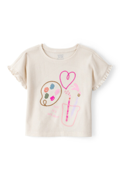 Remera de algodón térmico, diseño arte Sin color