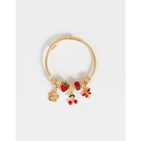 Pulsera Flexible Multicharm Frutas Dorado