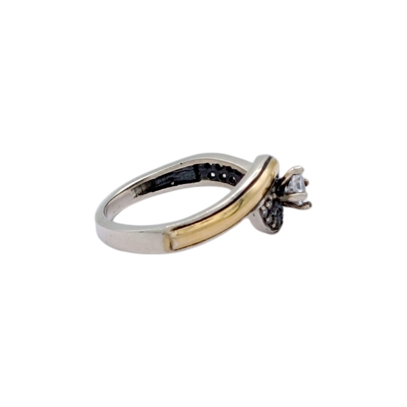 Anillo Halo-Plata y Oro-Piedra Zirconia-AN5444 conpiedra