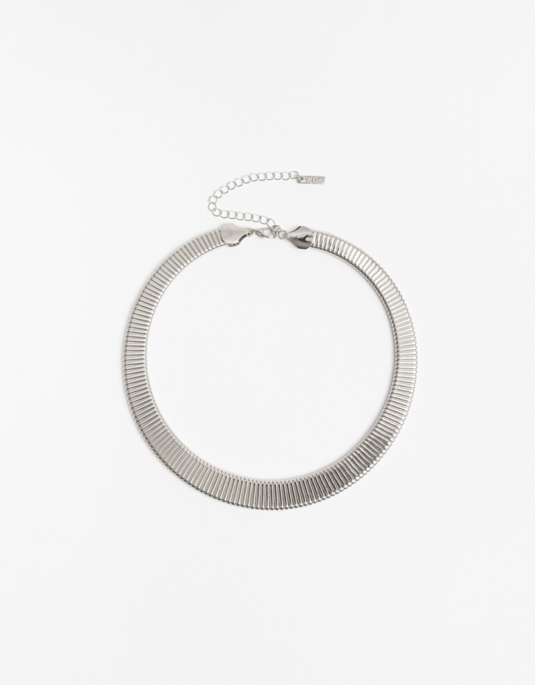 Collares Cortos Metal Collar Corto Cadena Snake - Plateado Rodio