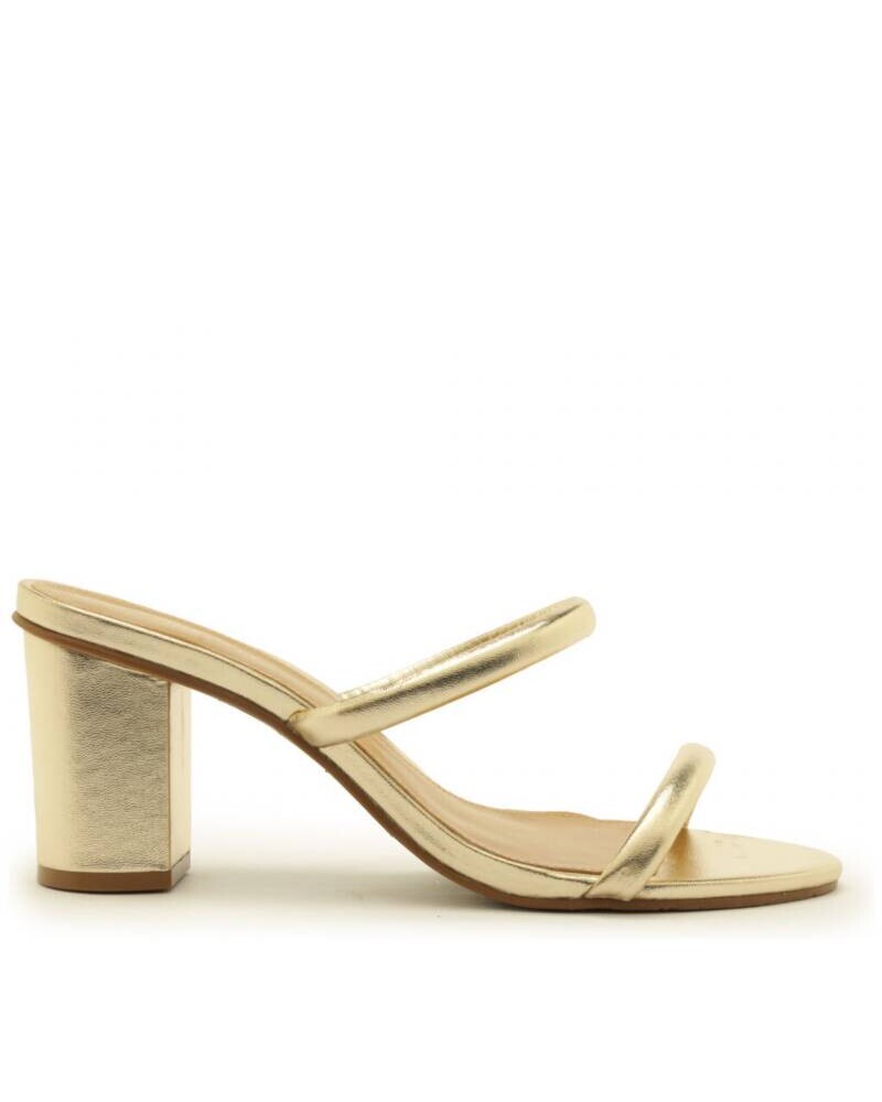 SANDALIA TACO MEDIO DORADA PLATEADO