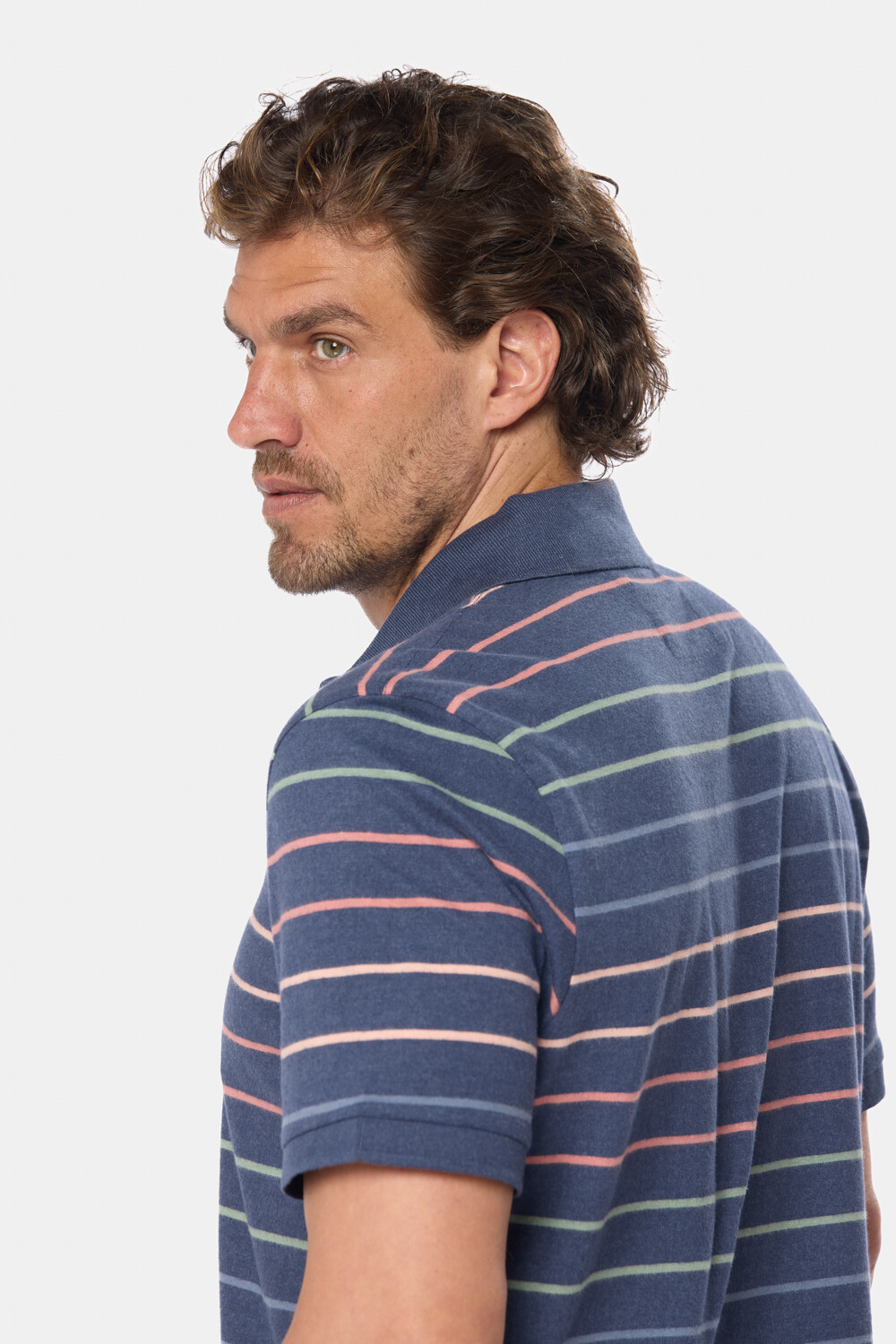 REMERA POLO RAYADA Azul