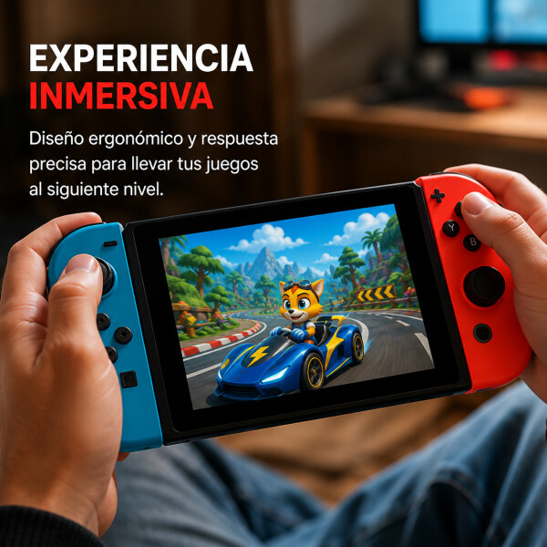 Control Joystick Para Nintendo Switch Inalámbrico Bluetooth Color Rojo y Azul.