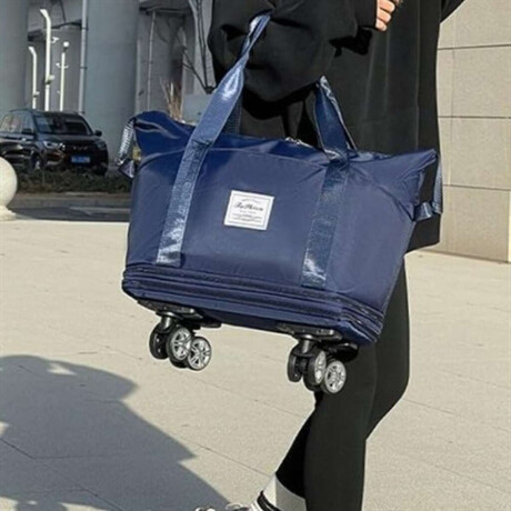 Bolsa plegable con rueditas para viaje Azul
