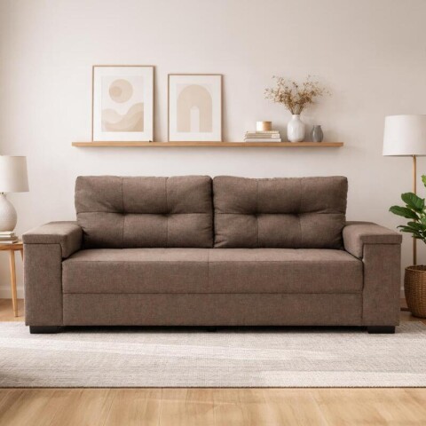 Sillón Sofá de 3 Cuerpos Amsterdam en Lino– Estructura de Madera Maciza y Confort Soft Color Marrón Sillón Sofá de 3 Cuerpos Amsterdam en Lino– Estructura de Madera Maciza y Confort Soft Color Marrón