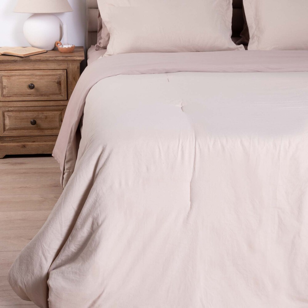 SET DE ACOLCHADO 2 PLAZAS POLIESTER NATURAL-BEIGE PREWASHED AVENA
