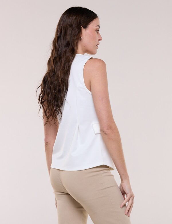 Chaleco Casual Entallado Con Escote V CRUDO