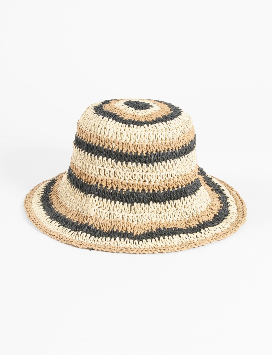 Gorro playero franjas - beige 