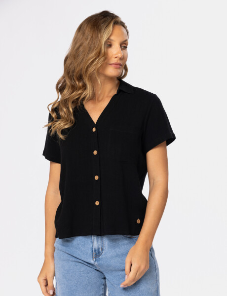 CAMISA DE LINO LISA Negro