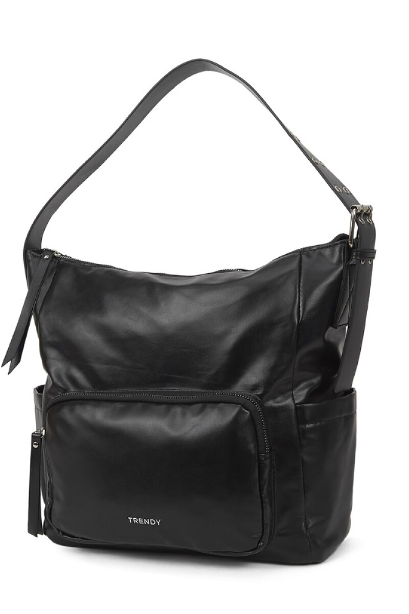 Bolso con bolsillo frontal y lateral Negro