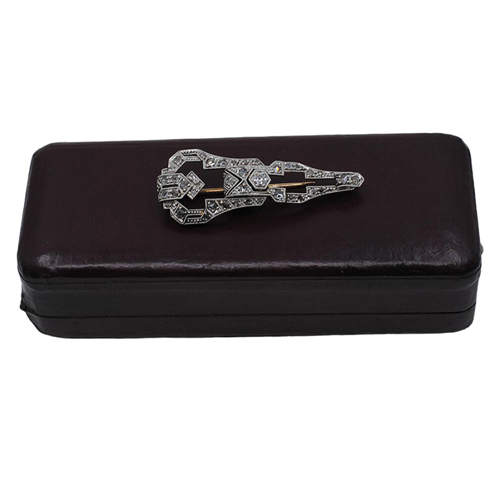 Pincho Antiguo Art Deco En Oro 18K, Brillantes Y Diamantes Pincho Antiguo Art Deco En Oro 18K, Brillantes Y Diamantes