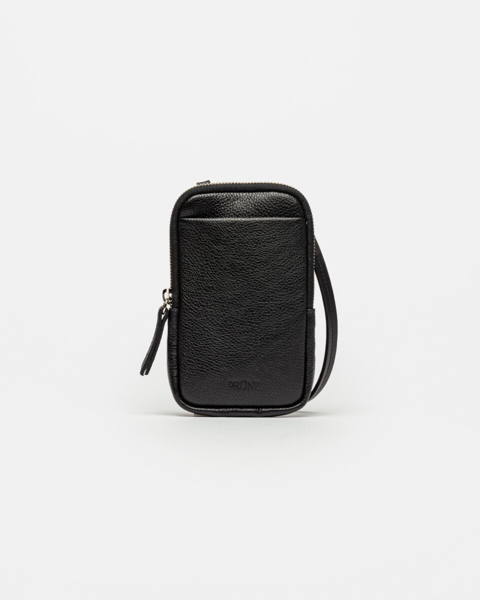 Porta Celular Pia En Cuero Graneado - Negro 