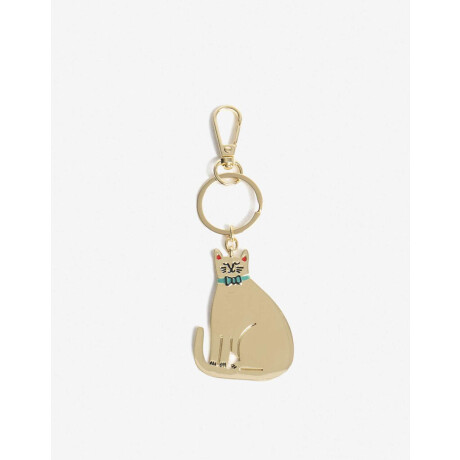 Llavero Y Bag Charm Metálico Gato Dorado