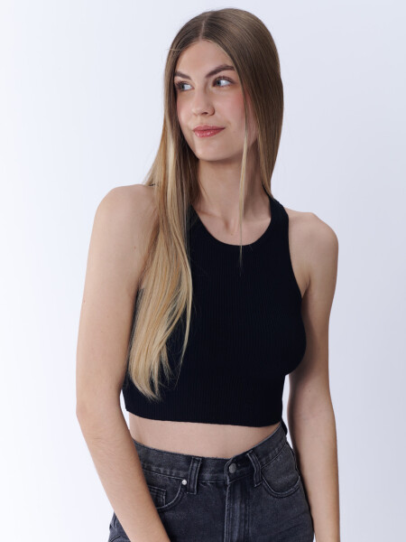 Top punto rib Negro