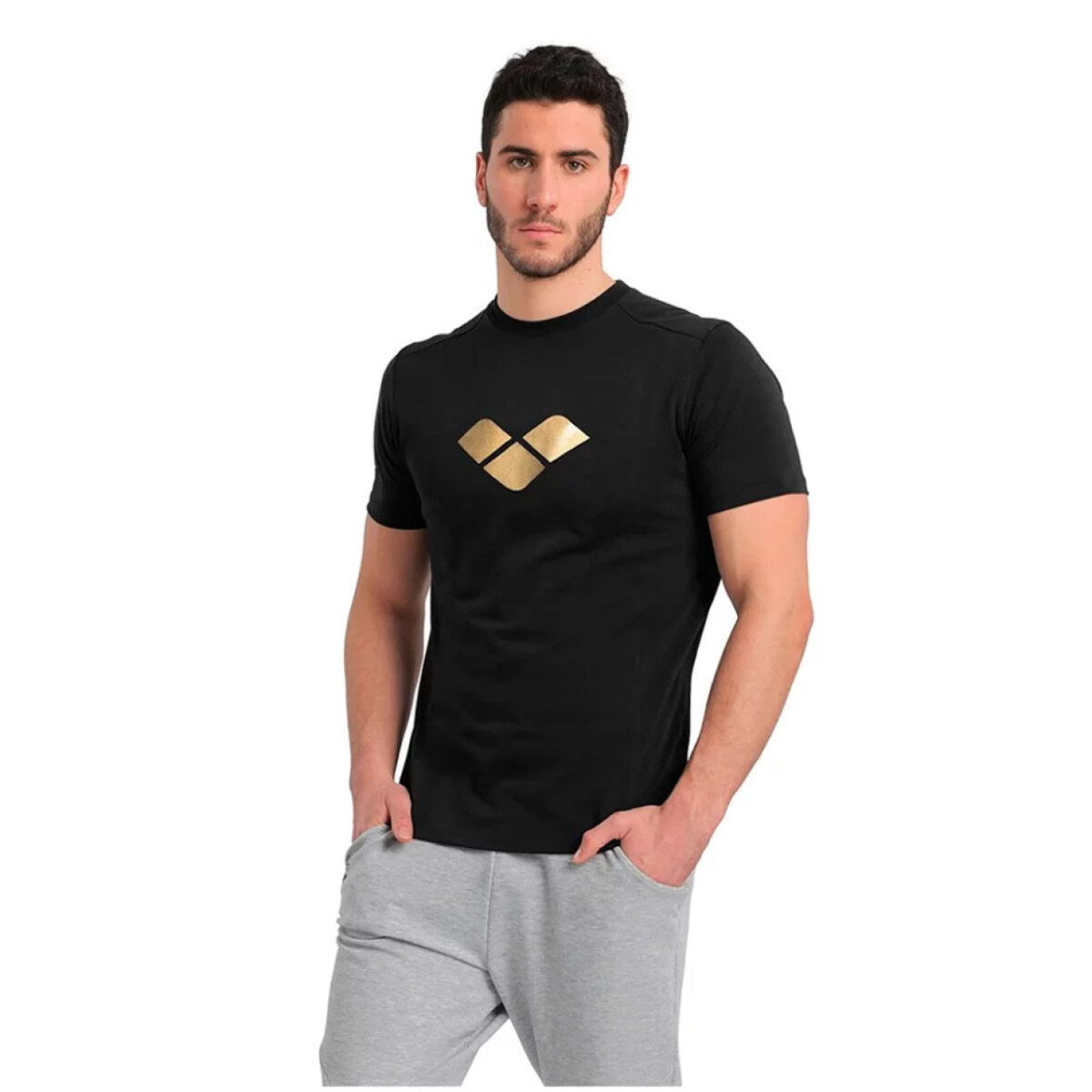 Remera Deportiva Unisex Arena Gold Short Sleeve Tee - Negro 