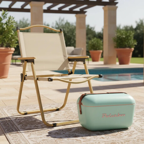 Set Playa Sillas x2 Metal Madera + Conservadora 20L PolarBox Beige