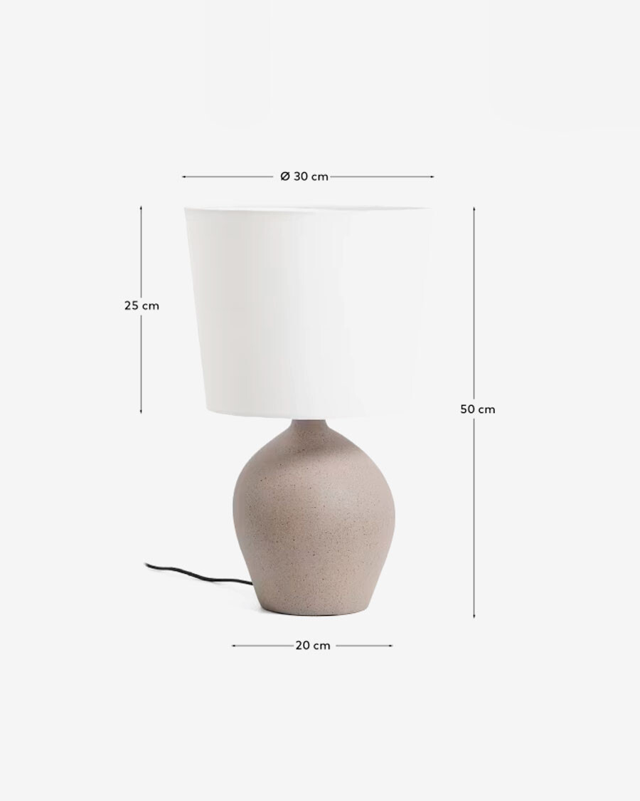 Lámpara de mesa grande Viona con efecto de piedra texturizado y pantalla de algodón Lámpara de mesa grande Viona con efecto de piedra texturizado y pantalla de algodón