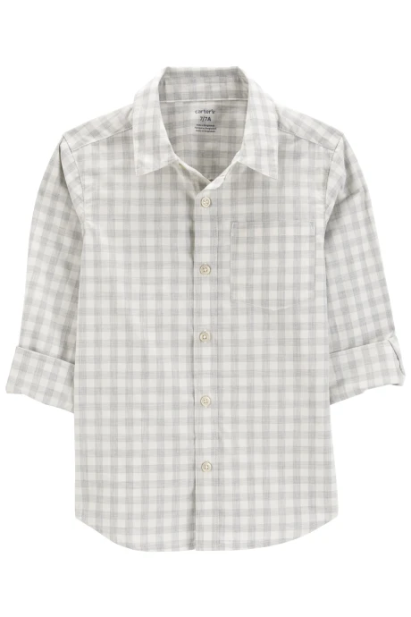 Camisa de popelina, diseño a cuadros Sin color