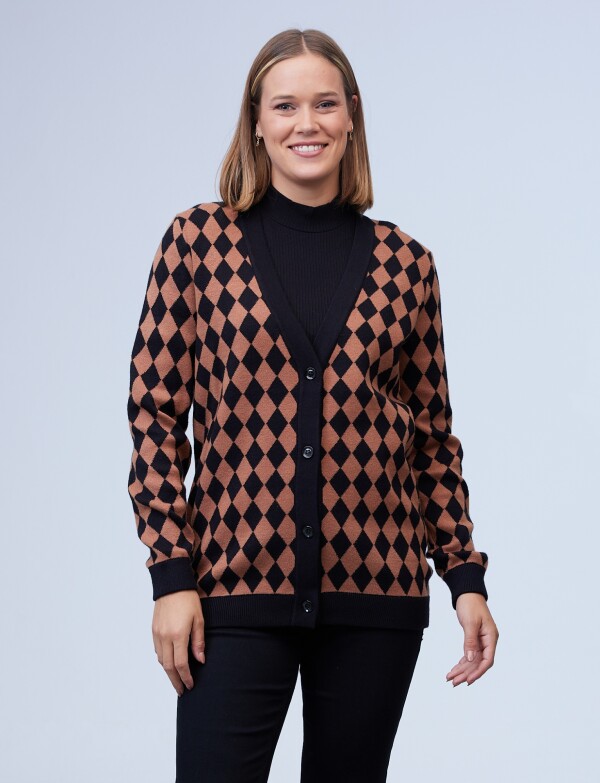 Cardigan Rombos NEGRO/TOSTADO