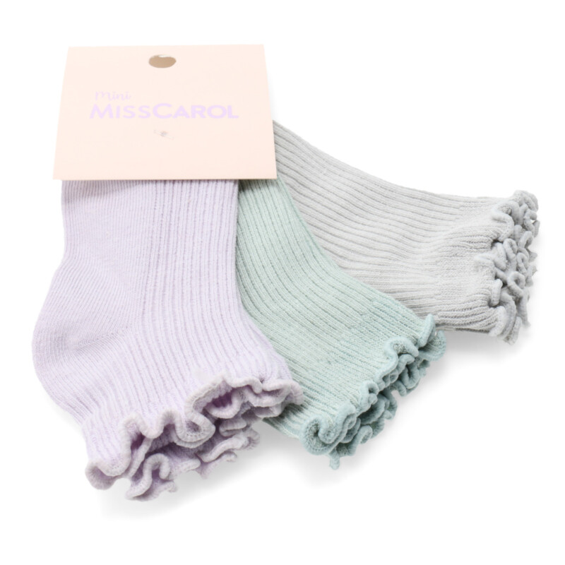 Medias de Niña MINI Miss Carol Media Solid pack X3 Lila / Verde / Gris