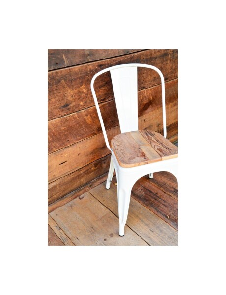 Silla tolix Metálica vintage asiento en madera Blanco