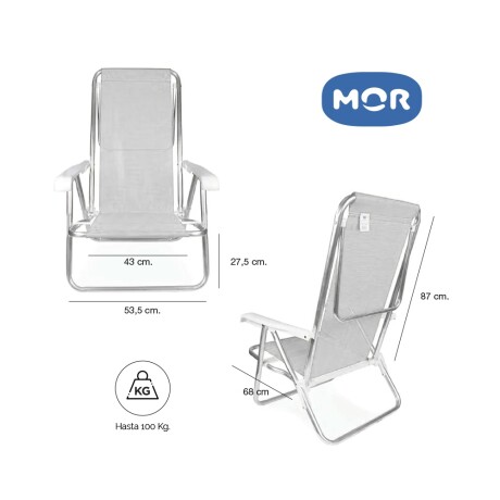 Reposera Silla Reclinable 8 Posiciones Aluminio Mor Sannet Blanco