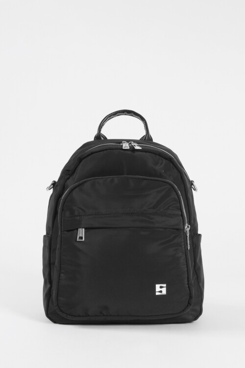 Mochila - bandolera grande con correa cordon negro