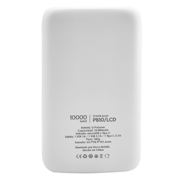 Cargador Portatil Power Bank Roca 10000 Mah Lcd 2.1A Cargador Portatil Power Bank Roca 10000 Mah Lcd 2.1A