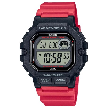 Reloj Digital Multifunción Casio WS-1400H Resistente Al Agua Rojo