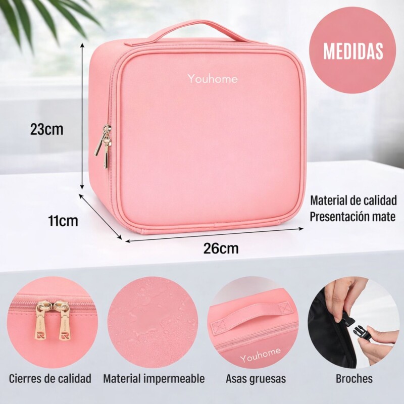 Organizador Maquillaje Maletin Maleta Valija Espejo Led Luz Ajustable Divisiones Neceser Cosméticos Color Rosa Organizador Maquillaje Maletin Maleta Valija Espejo Led Luz Ajustable Divisiones Neceser Cosméticos Color Rosa