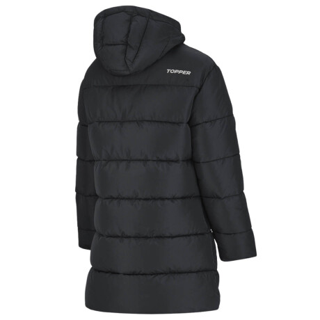 Campera Topper Dama Puffer C/Capucha Cuello Alto Negro