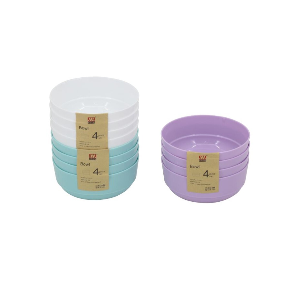 Set de 4 bowls plásticos 13 cm 
