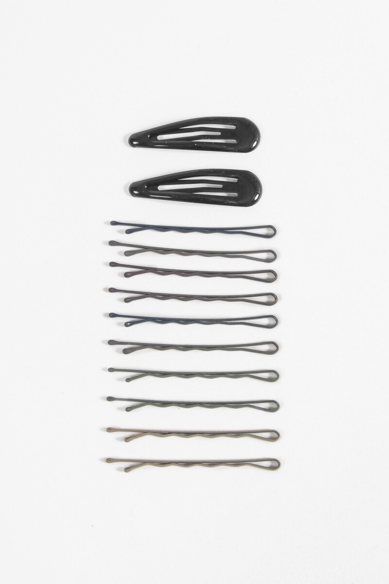 Set de horquillas y clips negro
