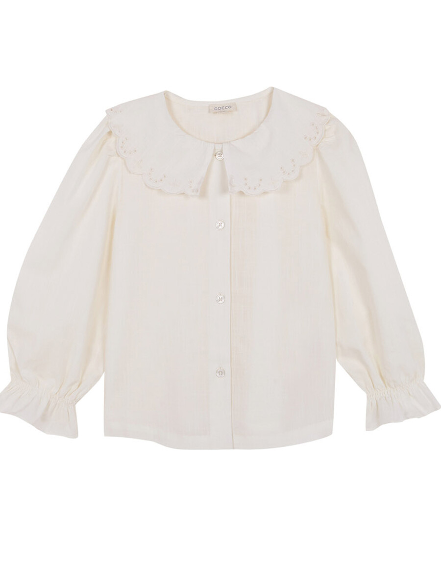 Blusa Cuello Ondas Blanco Roto