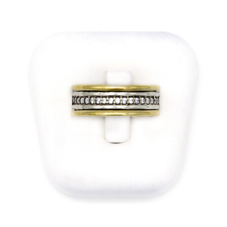 Anillo de plata 925, double en oro 18 ktes y circonias. Anillo de plata 925, double en oro 18 ktes y circonias.