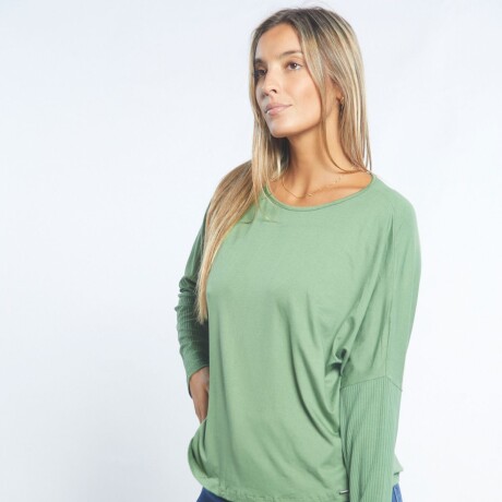 Remera Manga Larga Liso Verde