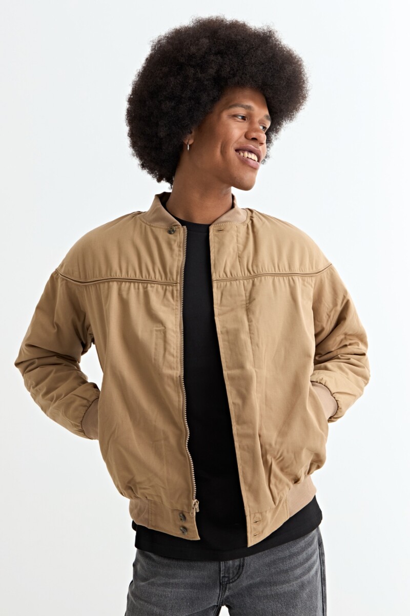 Campera bomber de nylon KHAKI