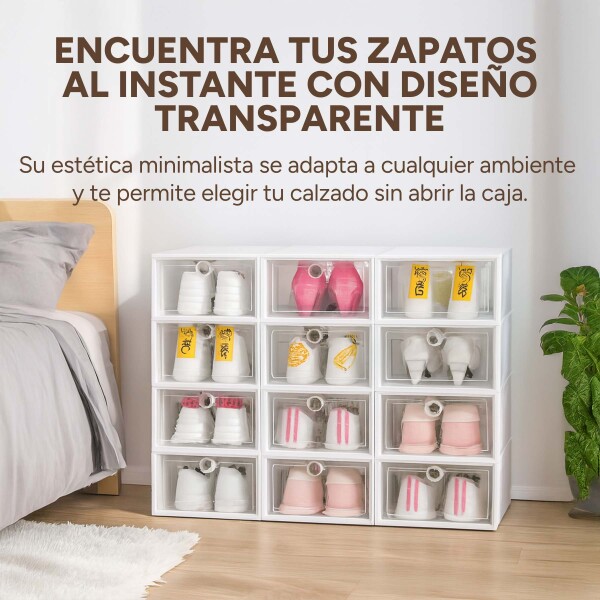 Caja Organizadora Zapatos Zapatera 24 Unidades Caja Apilable Variante Corazón Color Blanco