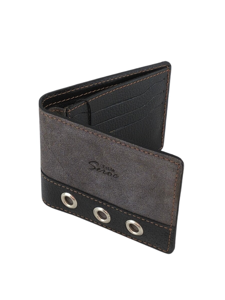 Billetera con cierre interior para billetes - Negro c/gris 