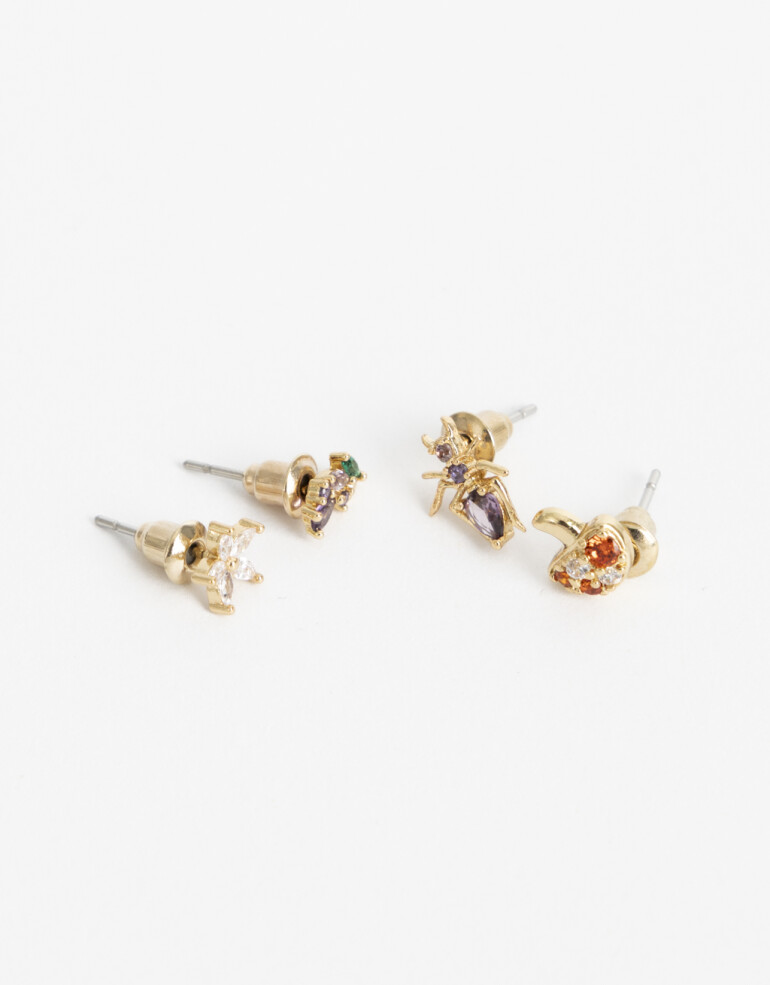 Aros Sets Cubic zirconia Aros Pasantes Charms Cubic - Dorado
