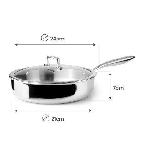 Sartén con Tapa Tres Capas 24 cm Sartén con Tapa Tres Capas 24 cm