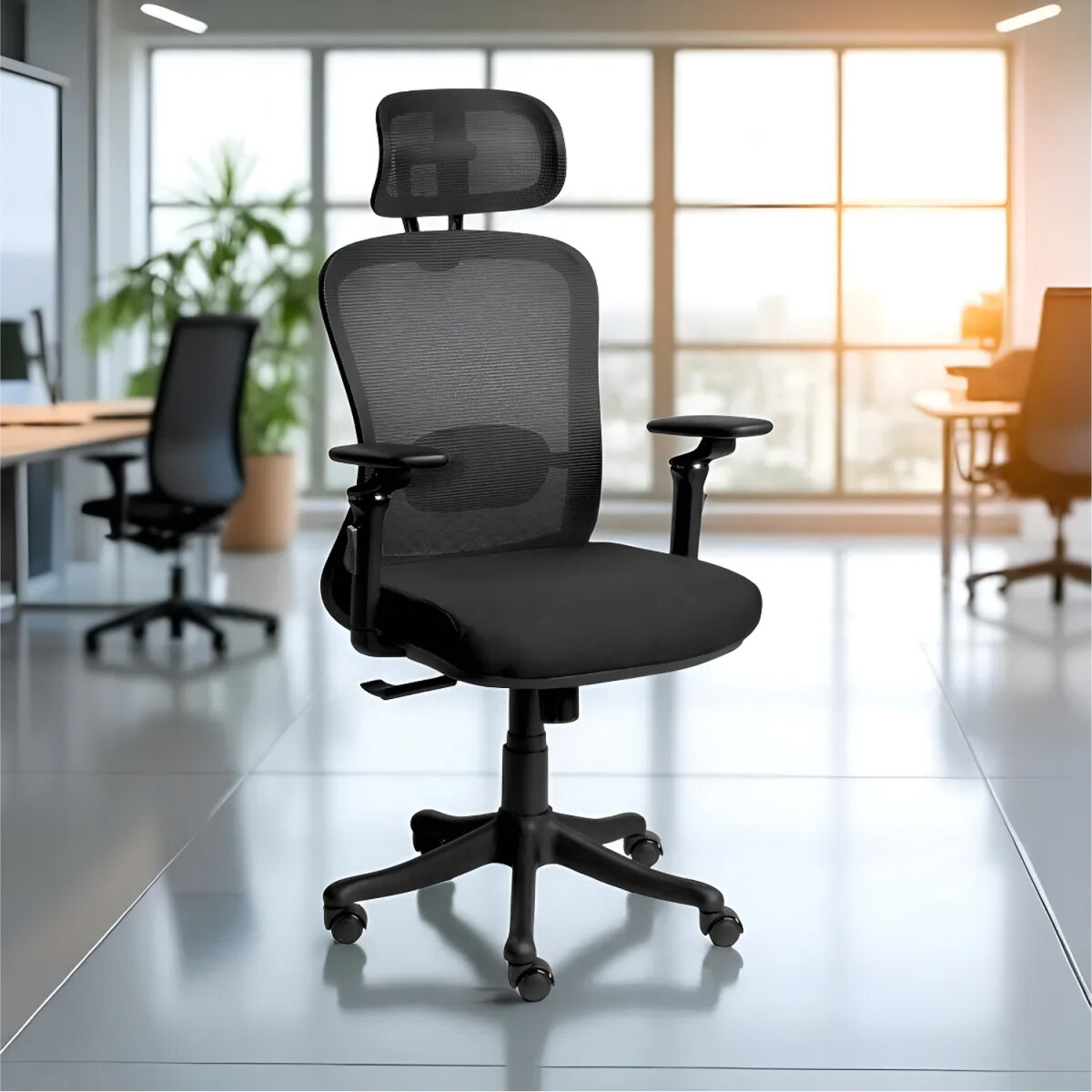 Silla Sillon Mesh Apoya Cabeza Respaldo Alto - SILLA RESPALDO ALTO 5D MESH CELLA 