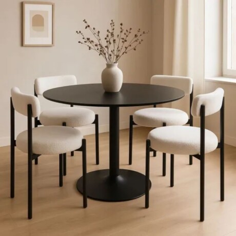Juego De Comedor 4 Sillas Boucle + Mesa Tulip Mesa en negro