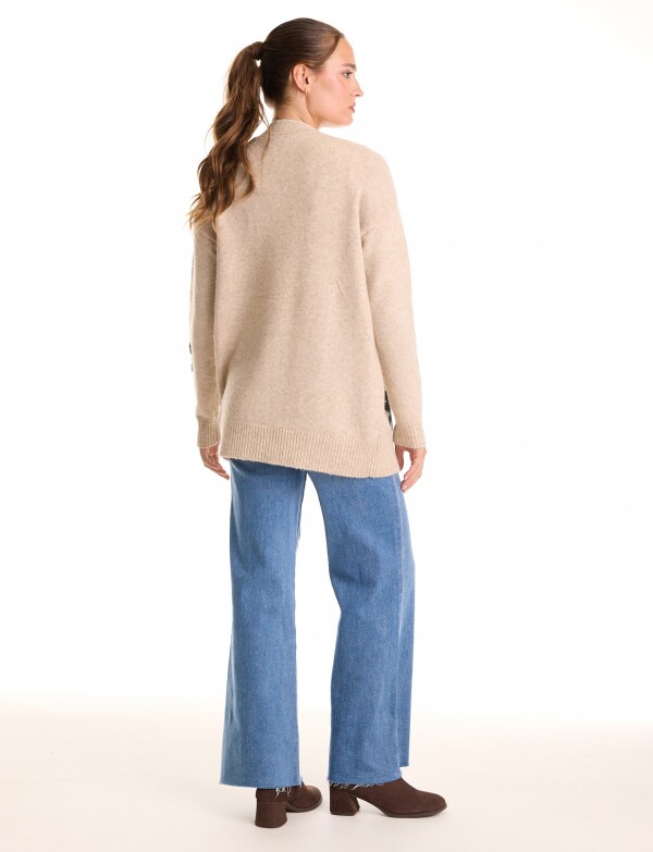 Cardigan Lana Flores BEIGE/MULTI