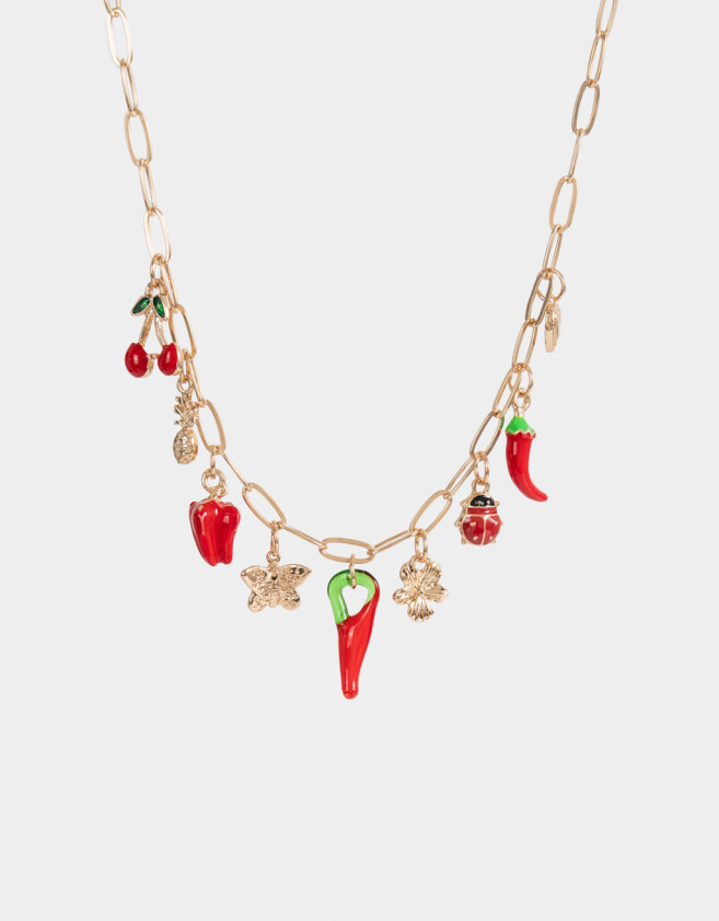 Collares Cortos Con dije de vidrio Collar Corto Con Dijes De Vidrio - Dorado