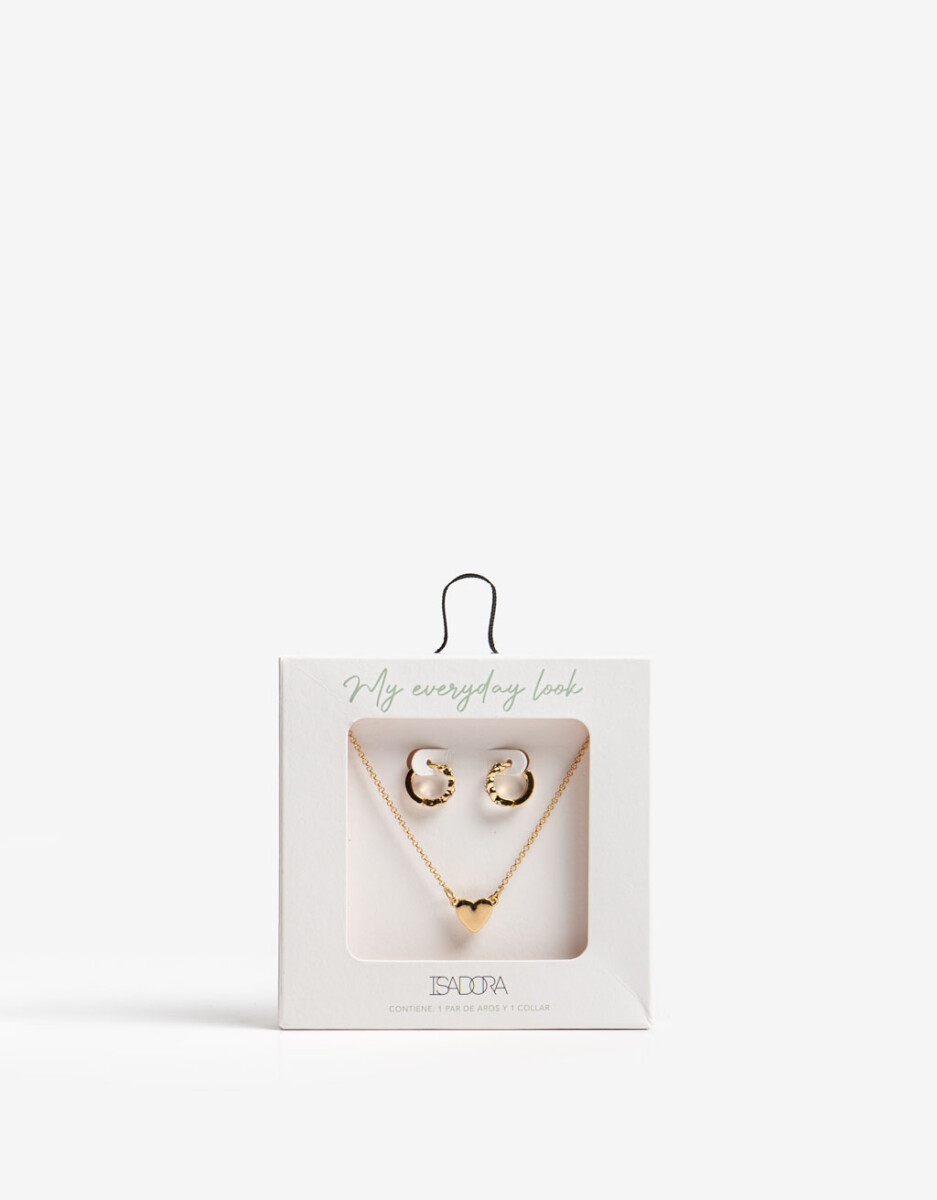 Set De Aros Pasantes Y Collar Premium 