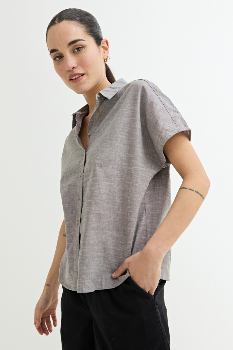 Camisa sin mangas lino GRIS