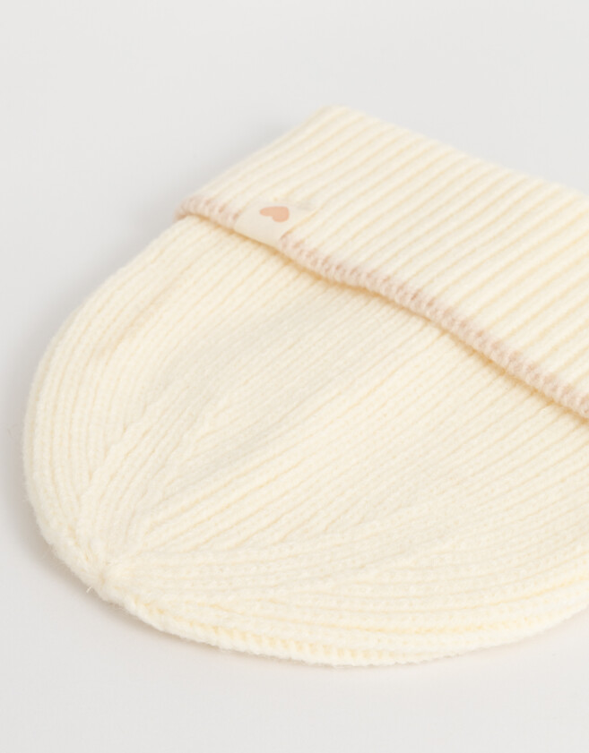 Gorro Romántico Gorro Tejido Con Tag - Blanco Crudo
