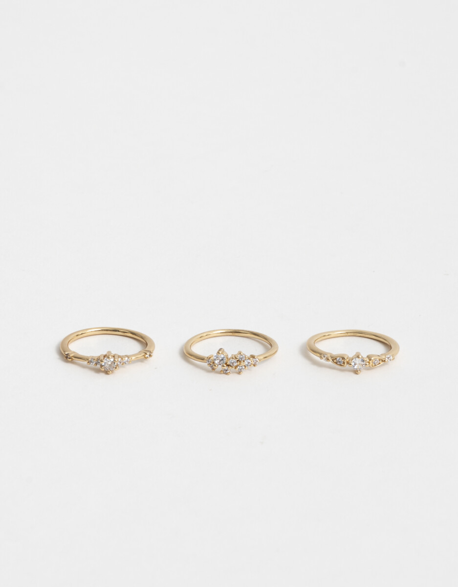 Set De Anillos Oro Zirconia 